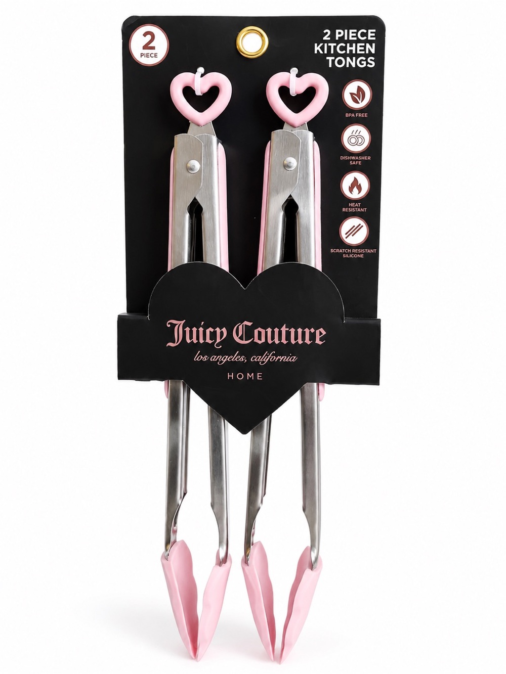 👩🏻🍳Juicy Couture Home Pink Heart Kitchen Tongs 2 Piece Set NWT